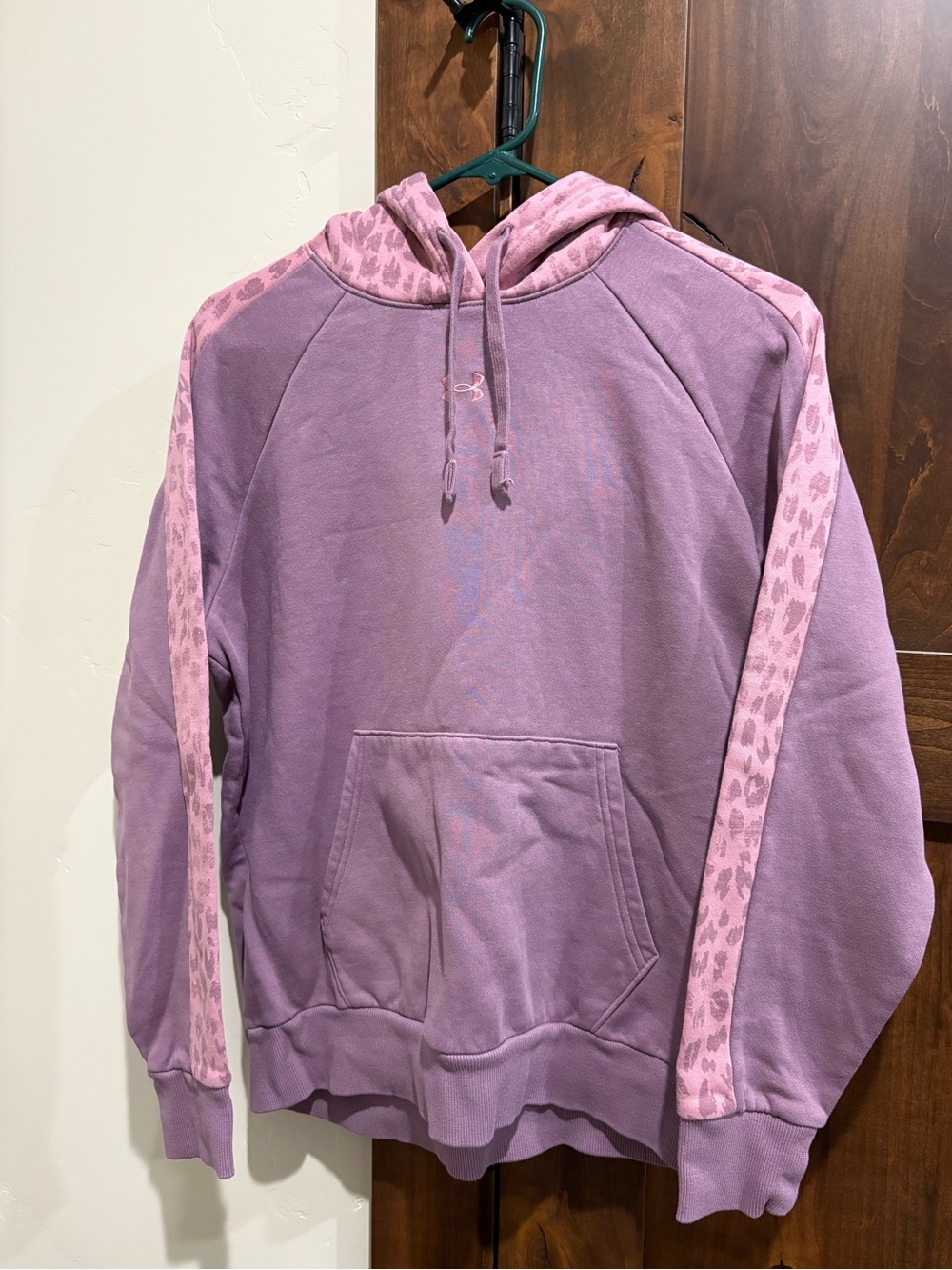 Under Armour Purple Hooded Sweater with Pink Leopard Accent